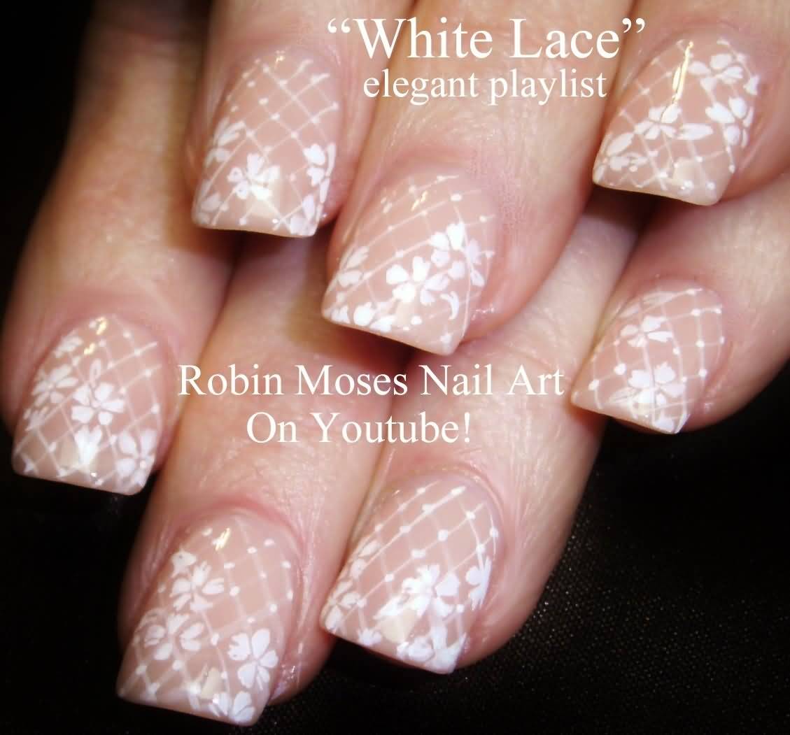 White Lace Nail Art Design