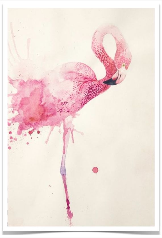 Wonderful Watercolor Flamingo Tattoo Design