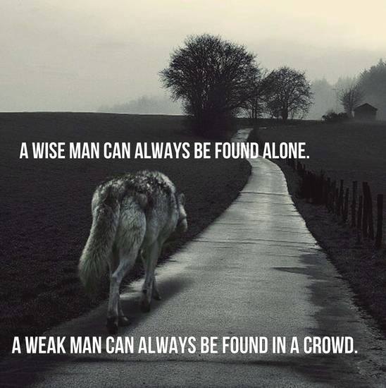 A wise man can always be found alone.  A weak man can always be found in a crowd.