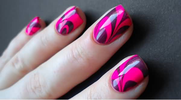 Adorable Pink Marble Nail Art Design