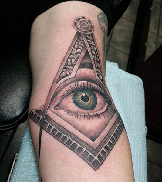 All Seing Masonic Eye Tattoo On Forearm