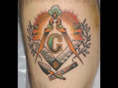 Color Ink Masonic Tattoo On Leg