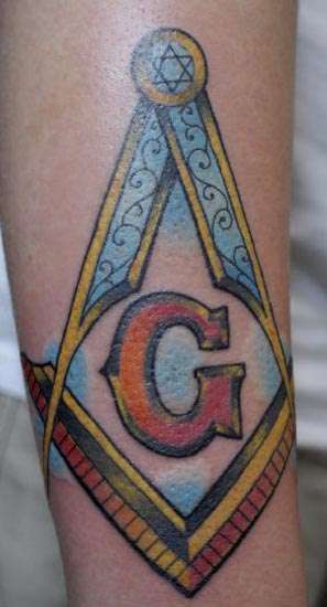Color Masonic Tattoo On Sleeve