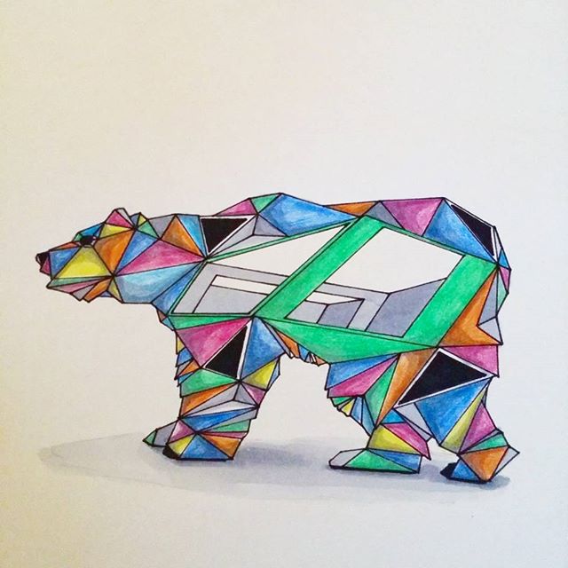 Colorful Geometric Polar Bear Tattoo Design