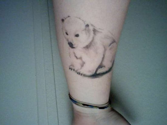 Cute Baby Polar Bear Tattoo On Wrist