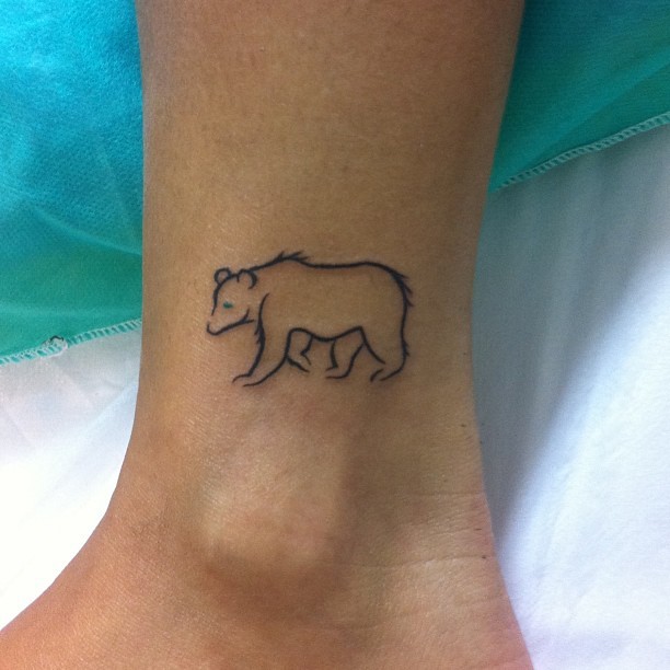 Cute Bear Shape Tattoo On Ankle For Women