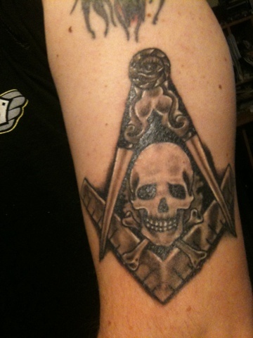 Geometric Masonic Tattoo On Left Bicep