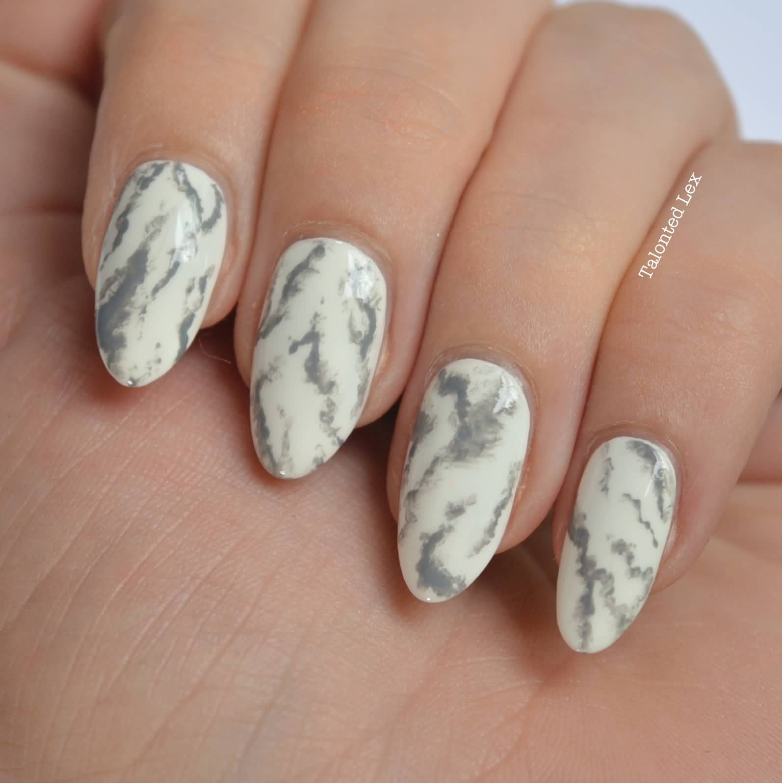Grey And White Marble Nail Art