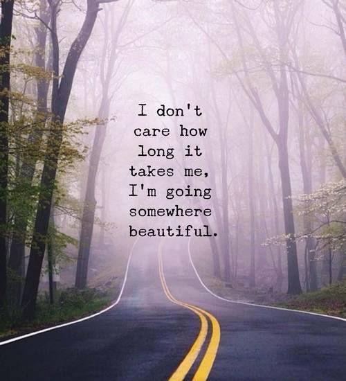 I don't care how long it takes me, but I am going somewhere beautiful.