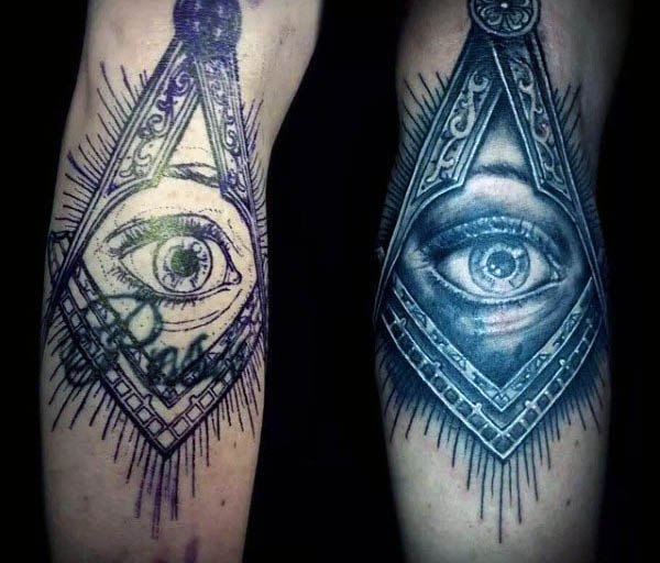 Masonic Eye Symbol Tattoo On Forearm