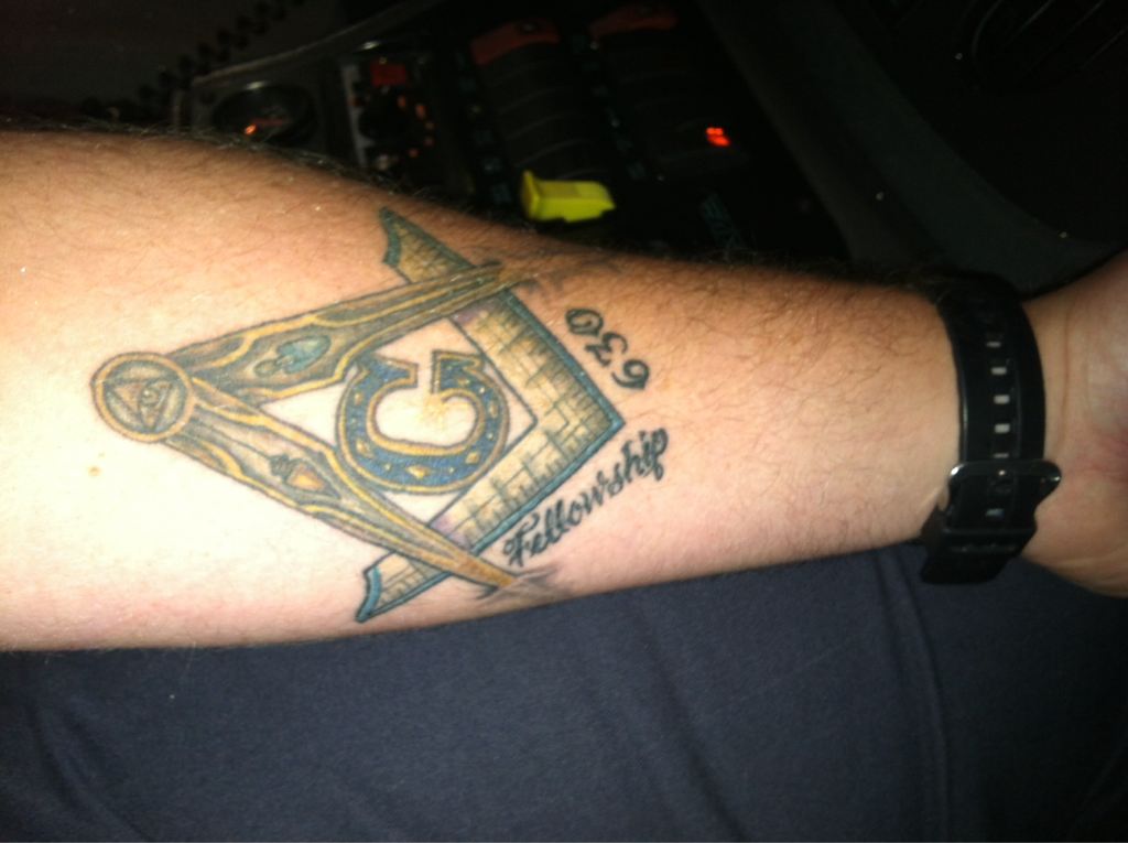 Masonic Symbol Tattoo On Left Forearm