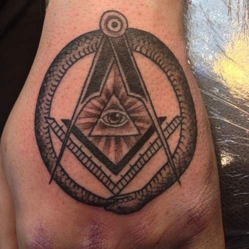 Masonic Symbol Tattoo On Left Hand