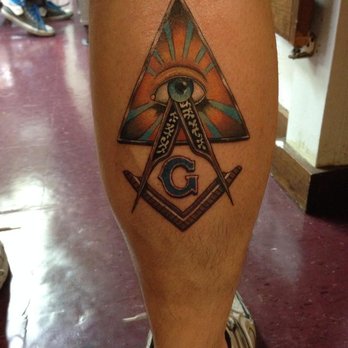 Masonic Symbol Tattoo On Leg Calf