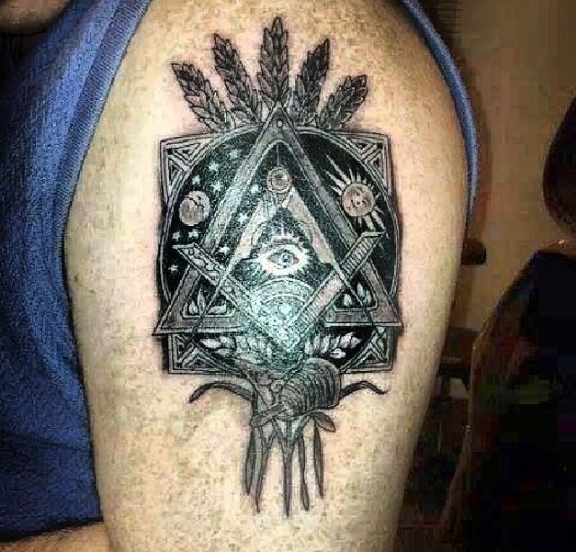 Masonic Symbol Tattoo On Man Left Shoulder