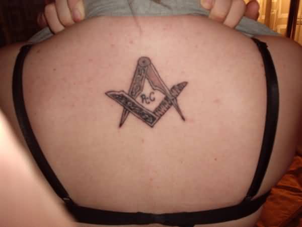 Masonic Tattoo On Girl Upper Back