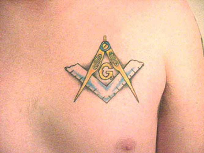 Masonic Tattoo On Left Chest
