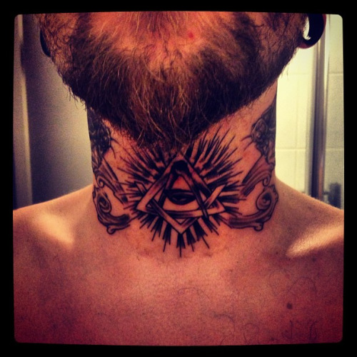 Masonic Tattoo On Man Neck