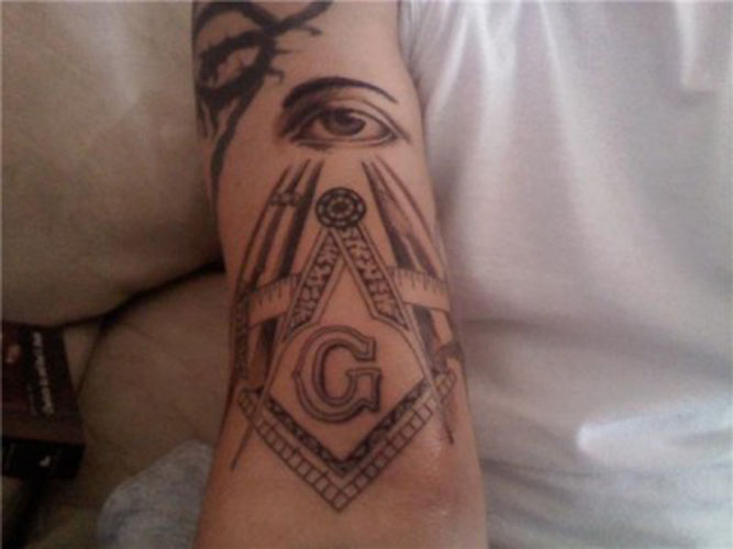 Masonic Tattoo On Right Forearm