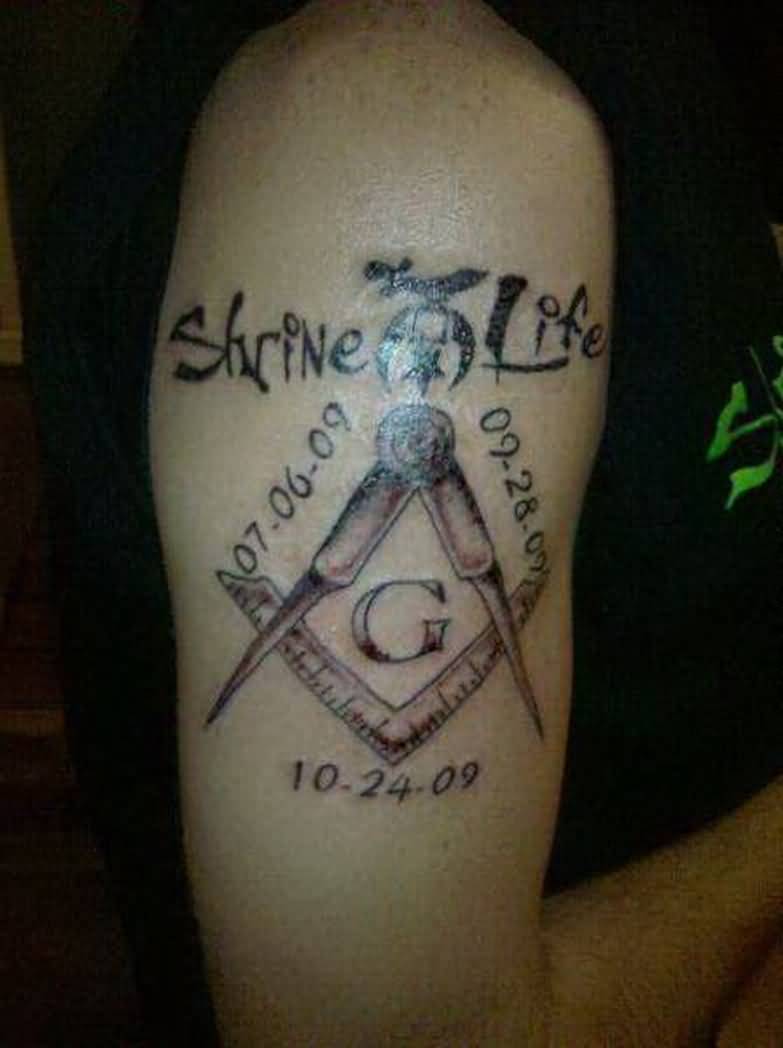 Memorial Masonic Tattoo On Right Half Sleeve