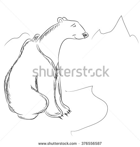 Nice Polar Bear Enjoying Outline Tattoo
