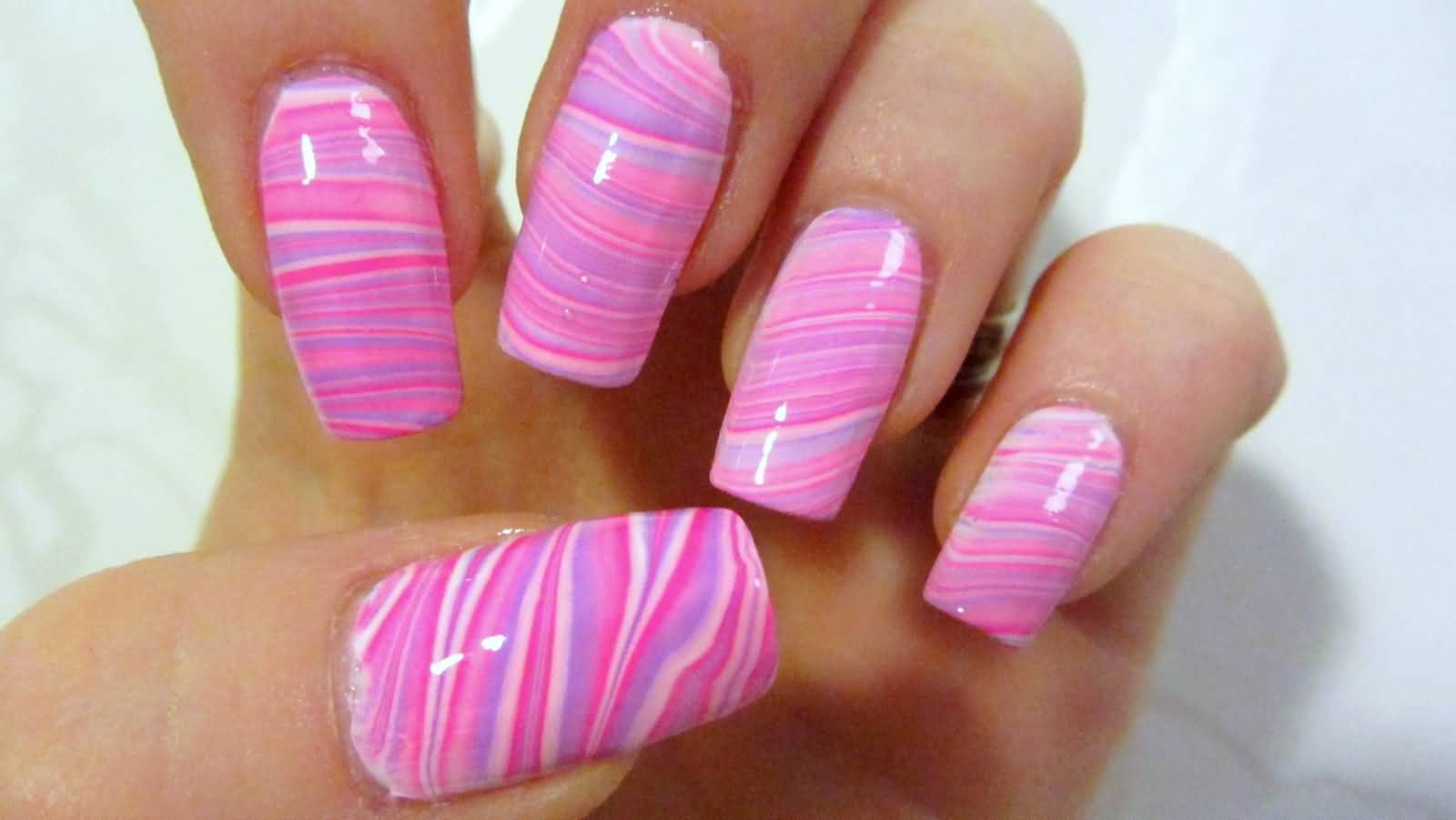 Pink Marble Nail Art Design