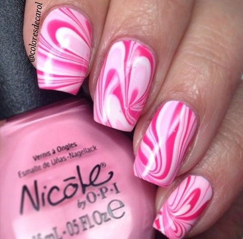 Pink Marble Nail Art