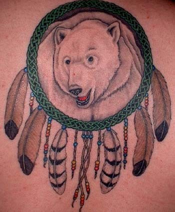 Polar Bear In Dreamcatcher Tattoo Design