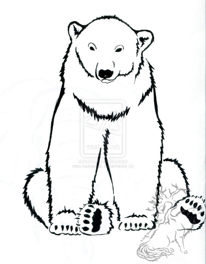 Polar Bear Line Drawing Tattoo Design