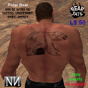 Polar Bear Tattoo On Upper Back For Men