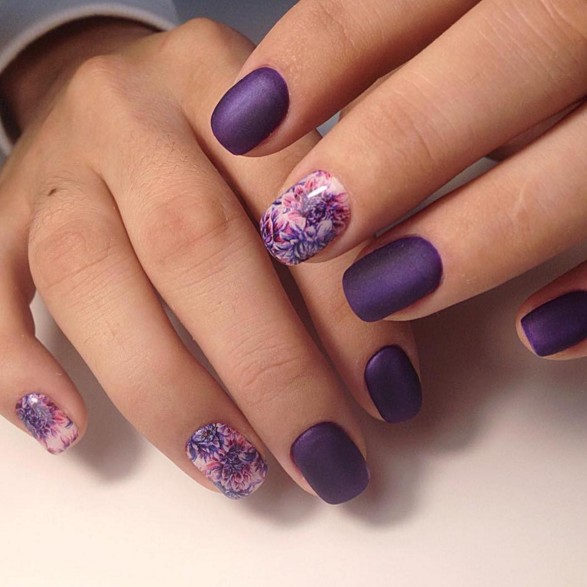 Purple Matte Nail Design