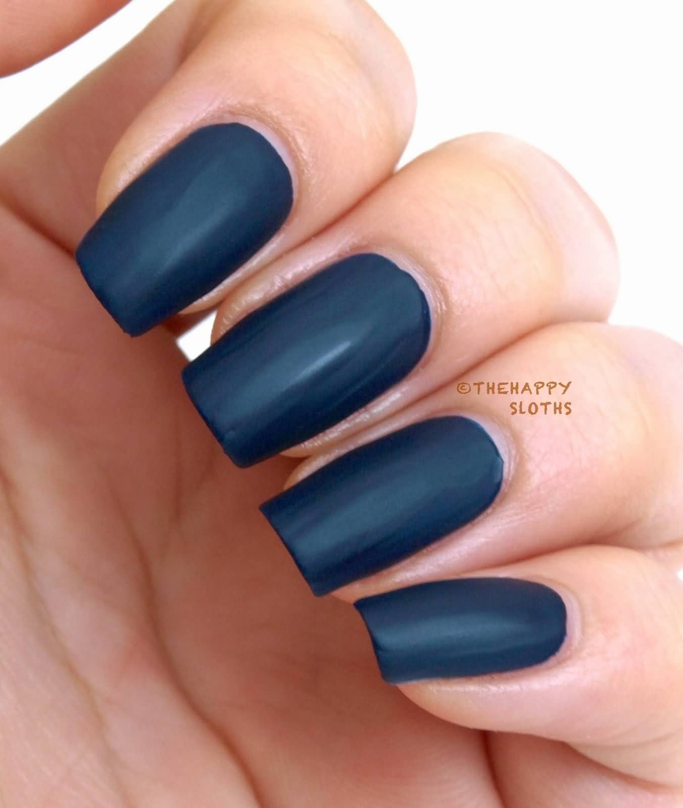 Simple Dark Blue Matte Nail Design