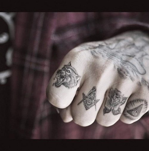 Small Masonic Tattoo On Finger