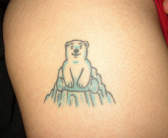 Small Sweet Baby Polar Bear Sitting Tattoo