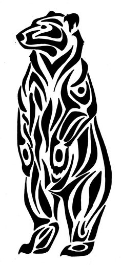 Standing Polar Bear  Tribal Tattoo Design