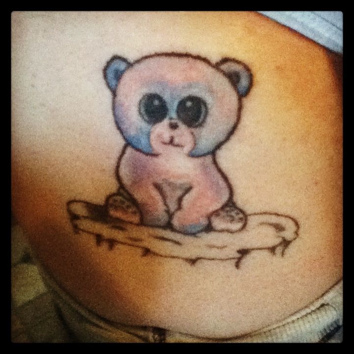 Very Cute Baby Polar Bear Sitting Tattoo