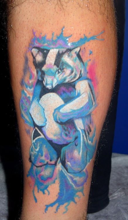 Watercolor Blue Polar Bear Tattoo