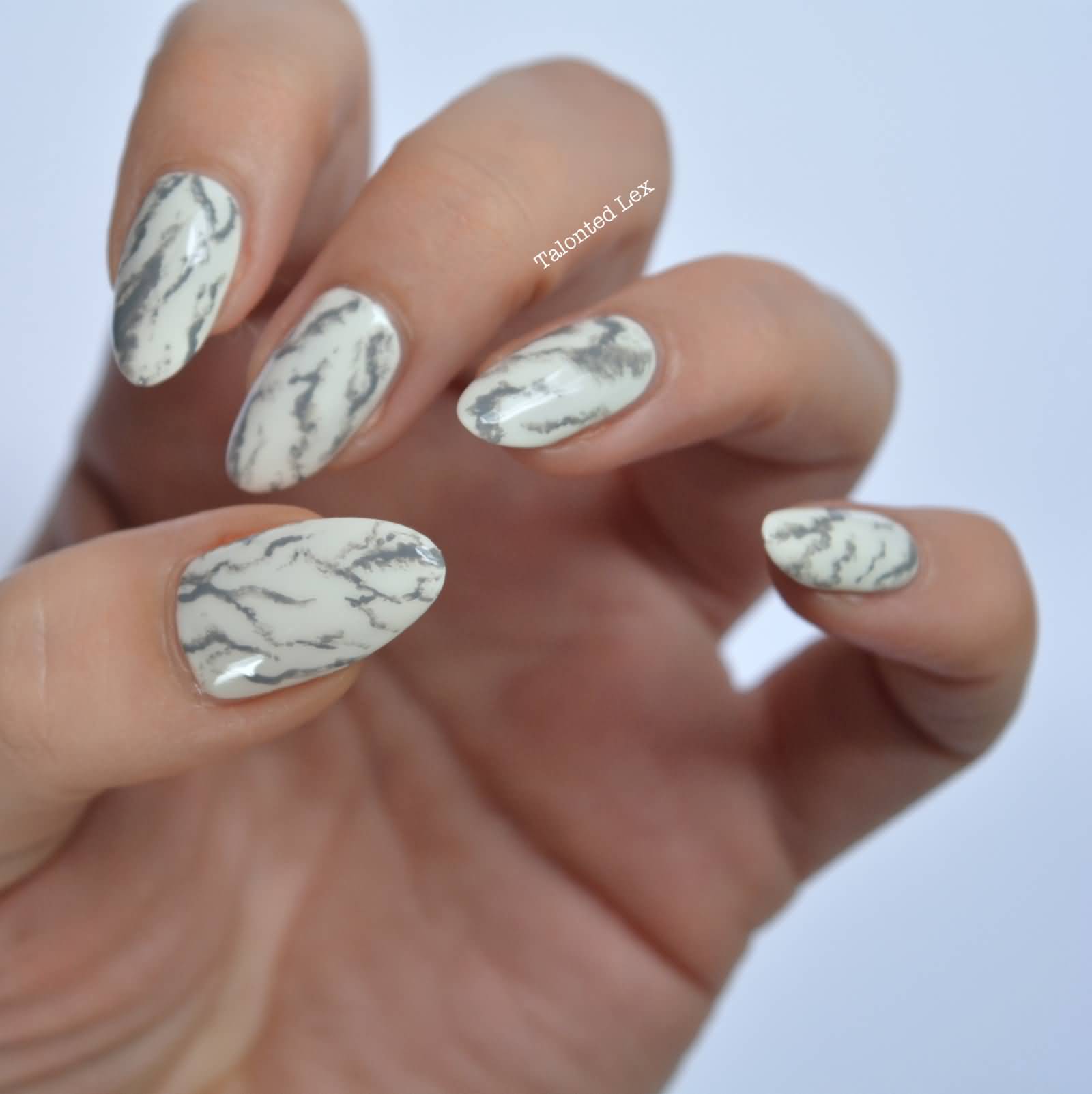 White And Grey Marble Nail Art
