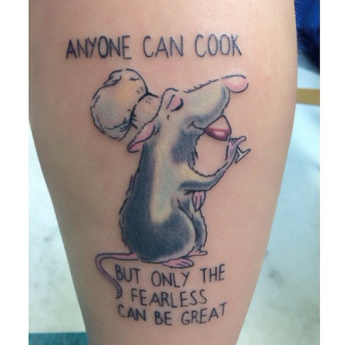 A Little Chef Ratatouille Tattoo With Lettering Tattoo