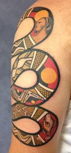 Aboriginal Tattoo On Half Sleeve For Men
