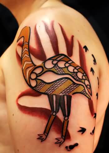 Aboriginal Tattoo On Left Shoulder