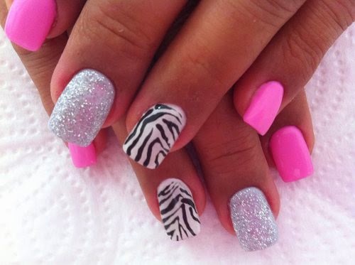 7. Pink and Black Zebra Print Nail Art for Short Nails - wide 3