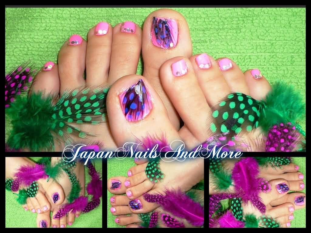 Amazing Feather Nail Art For Toe