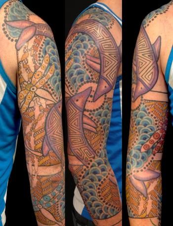 Australian Aboriginal Tattoo On Right Sleeve
