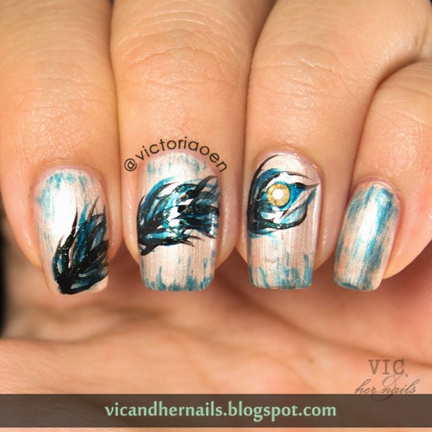 Beautiful Feather Nail Art Ideas