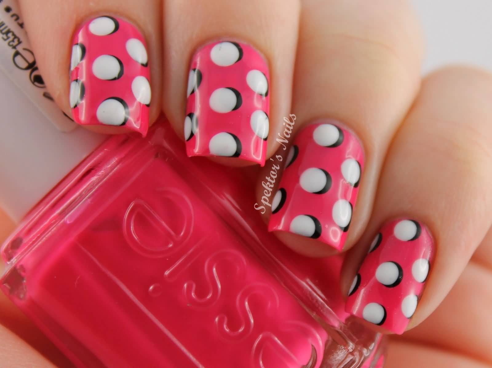 Beautiful Polka Dots Nail Design Idea For Girls.