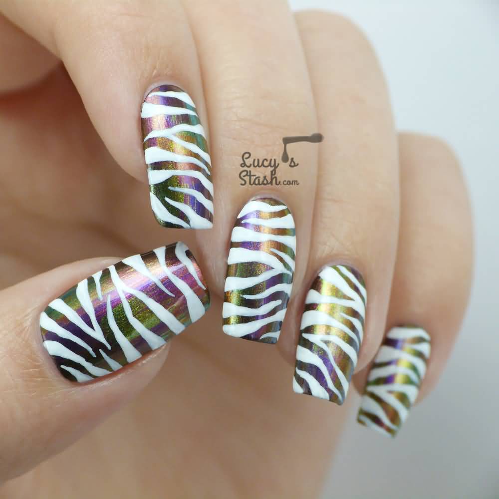 Beautiful Zebra Print Nail Art Design