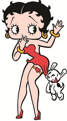 Betty Boop And Puppy Pulling Her Dress Tattoo Design