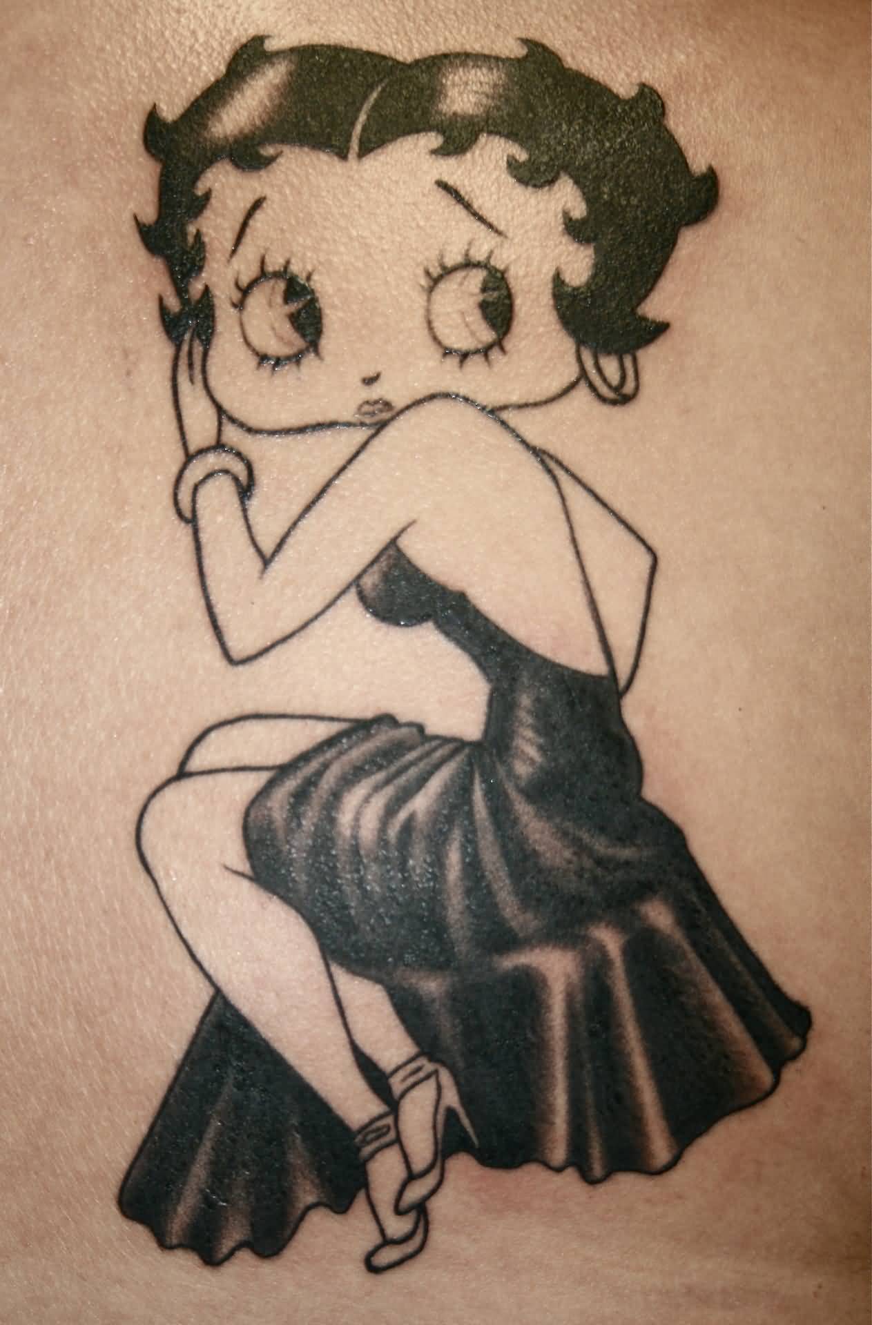 Betty Boop In Black Dress Tattoo