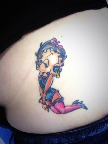 Betty Boop Tattoo On Side Rib