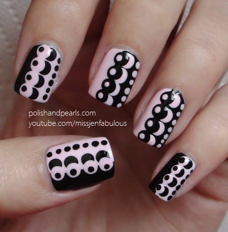 Black And White Beautiful Polka Dots Nail Art